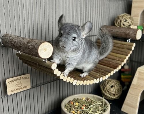 Chinchilla Wooden Ladder Bridge Platform Toy, Chinchilla Suspension Bridge, Small Animal Climbing Toys for Hamsters Sugar Glider Squirrel Gerbils Rat