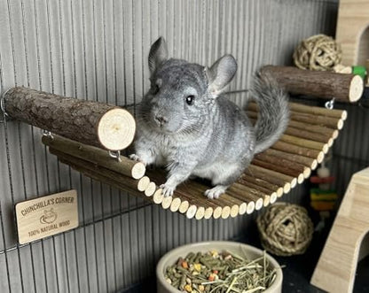 Chinchilla Wooden Ladder Bridge Platform Toy, Chinchilla Suspension Bridge, Small Animal Climbing Toys for Hamsters Sugar Glider Squirrel Gerbils Rat