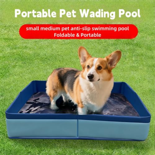 Foldable Dog Pool Blue Portable Small Pet Wading Pool (50/50/10 cm, #01) | Cat Dog Swimming Pools Bathtub Folding Cat Dog Pool for Indoor Outdoor Camping Picnic Backyard Collapsible Reptile Bath Pool