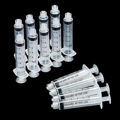 TecUnite 20 Pack Syringe Without Needle, Plastic Curved Syringes for Epoxy Resin, Craft, Feeding Pets Animals, Oil or Glue Applicator(5 ML) - size: 5 ML