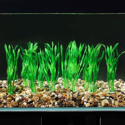 AQUANEAT Fish Tank Artificial Plants, Aquarium Plastic Seaweed Decorations, 8Inch Tall Fake Green Accessories, 10 Packs - size: 8inch