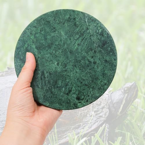 Reptile Basking Platform, 5.9 inch Natural Marble Tortoise Feeding Slate, Rock Food Bowl for Turtle Lizard Bearded Dragon Gecko Snake Hermit Crab, Tank Aquarium Terrarium Habitat Decor
