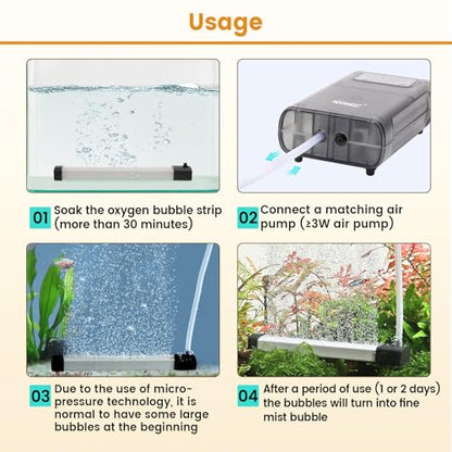 hygger Aquarium Bubble Strip, Nano Air Bubble Curtain Wall Aquarium Air Stone Kit, Quiet High Dissolved Oxygen Diffuser Fish Tank Bubbler Decorations for Freshwater Saltwater (5.9 Inch) - size: 5.9 Inch