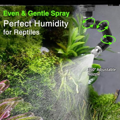 Reptile Misting System, Automatic Timer Sprayer with LCD Controller, Self-Priming Pump, Fine Mist Rainforest Spray for Terrarium, Chameleon, Gecko & Snake