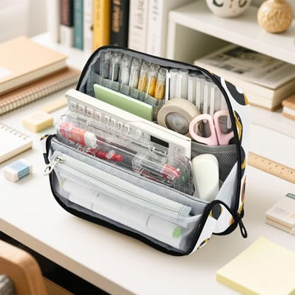 Snake Yellow Black Pencil Case Bag Boys Girls Large Pencil Pouch Pen Holder with Big Capacity For Women Men School Office Supplies
