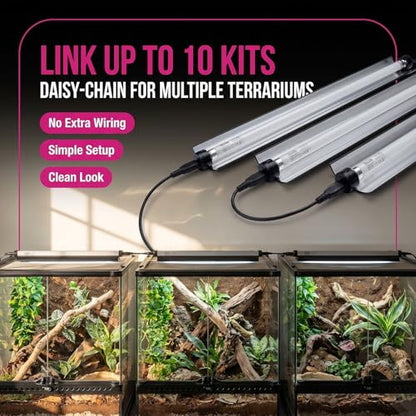 Arcadia T5 UVB Reptile Light Fixture Kit 22.5" Long 24 Watts 6% UVB Forest – Complete UVB Light for Reptiles, Turtles, Snake, Bearded Dragon Lamp, Long Lasting Easy to Use Professional Lighting