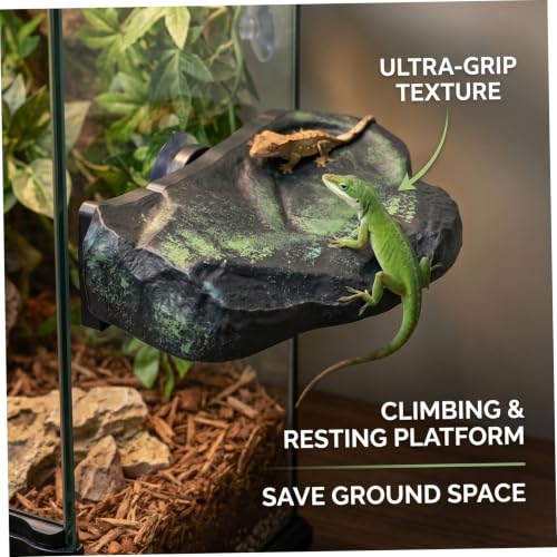 Magnetic Reptile Ledge, Reptile Climbing Decor with Strong Magnet, Large Rock Rest for Geckos, Tree Frogs, Green.
