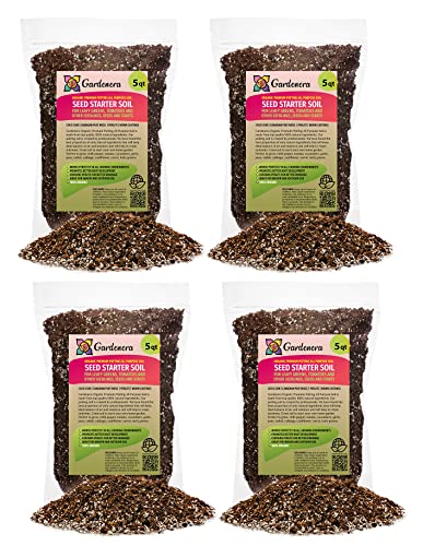 Premium Organic Seed Starter Soil - 20 Quart - All-Purpose Organic Potting Soil for Happy Seedlings and Plants by Gardenera (4 Bags of 5 Quarts) - size: 20 Quart Bag, style: #2 SEED STARTER MIX
