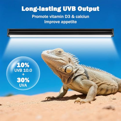 T5 10.0 UVB Reptile Light Fixture, 39W 34" for Bearded Dragon | Combo kit with stand & hood. 39W 34" T5 10.0 UVB/UVA. For bearded dragons, tortoises, lizards & amphibians. - size: T5-34"-Fixture