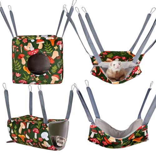 Glittme 4 Pack Cozy Ferret Hammock, Soft Washable Cage Bed for Small Animals