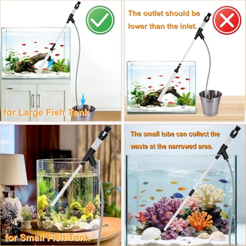 Carefree Fish Aquarium Gravel Vacuum Fish Tank Spot Siphon Sand Cleaner Water Changer Multifunctional Cleaning Tools Upgraded Turkey Baster with 6Ft Hose