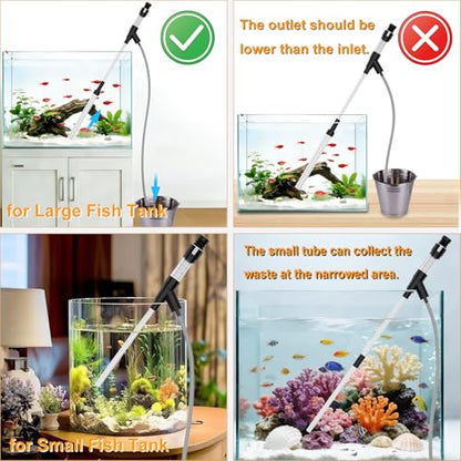 Carefree Fish Aquarium Gravel Vacuum Fish Tank Spot Siphon Sand Cleaner Water Changer Multifunctional Cleaning Tools Upgraded Turkey Baster with 6Ft Hose