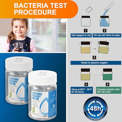 AAwipes Drinking Water Test Strips 17-in-1 100 Strips + 2 Bacteria Tester Kits, Lab-Validated Complete Water Testing for Home, Well, Tap Water, City Water, Flood Water Testing Strips (K03-100)