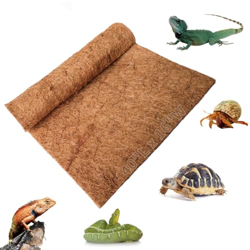 Hamiledyi Reptile Carpet 40" L x 16" W Natural Coconut Fiber Tortoise Carpet Mat for Pet Terrarium Liner Reptile Supplies for Lizard Snake Chamelon Turtle Bedding Bunny Rabbit Mat - size: 1 Pack/40 x 16 Inch