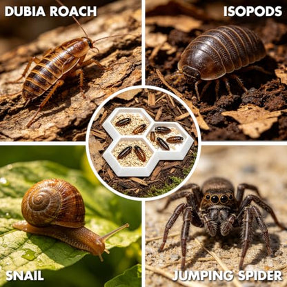 Dubia Roach Large Feeder Bowl, 5 PCS Isopod Food Dish, 3 in 1 Colorful Feeding Water Dish for Live Roach, Isopod, Springtails & Dwarf Invertebrates - color: 5 PCS Dubia Feeding Dish
