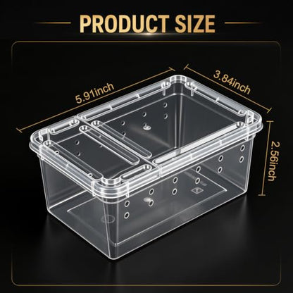 Irenare 20 Pcs Reptile Breeding Box Plastic Snake Breeding Box Transparent Small Reptile Acrylic Carrier for Bearded Dragon Lizard Gecko(5.91 x 3.94 x 2.56 Inch,Standard)