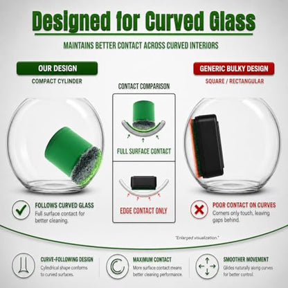 The Magic Cleaner Magnetic Glass Cleaner Kit |Mini, 12mm Size | For Water Pipes, Vases, Windows, Aquariums, Small, & all Shapes & Sizes | Cleans Hard to Reach Stains | Scrub via Magnet Glass Cleaner