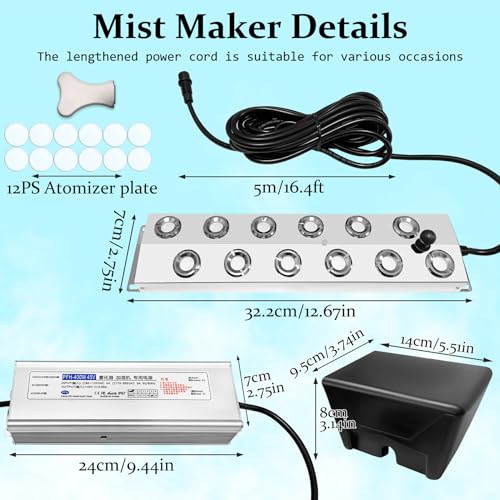 Ultrasonic Fogger 12 Head Ultrasonic Mist Maker,9000ml/H 400W | 12 Head Ultrasonic Fogger Mist Maker,12 Head Ultrasonic Mist Maker fogger Ultrasonic Mister Fogger Fogger Ultrasonic Fogger - color: 12 Head Ultrasonic Fogger