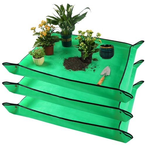 Onlysuki 3PCS 39.5" x 31.5" Large Potting Mat for Indoor Plants Transplanting and Dirt Control Garden Gifts for Women Men - color: 3pcs Green, size: Large 39.5" X 31.5"