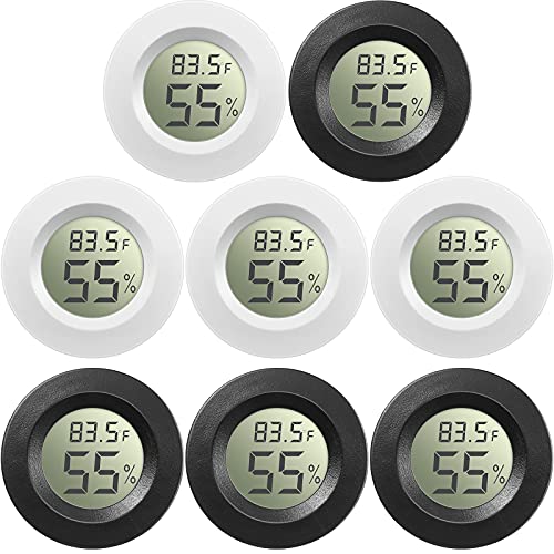 Weewooday 8 Pcs Mini Hygrometer Thermometer Digital LCD Monitor Indoor/Outdoor Room Humidity Meter Temperature Gauge for Greenhouse Garden Reptile Incubator Cellar ℉/℃ (Black,White) - size: Black, White