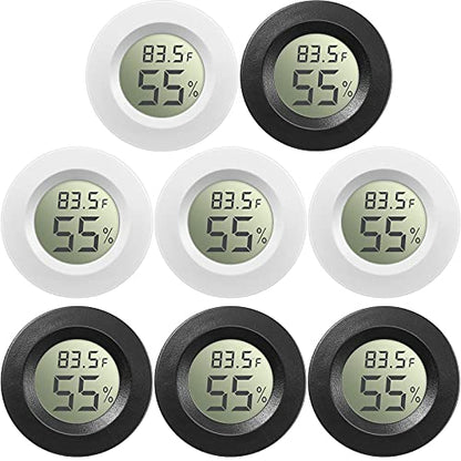 Weewooday 8 Pcs Mini Hygrometer Thermometer Digital LCD Monitor Indoor/Outdoor Room Humidity Meter Temperature Gauge for Greenhouse Garden Reptile Incubator Cellar ℉/℃ (Black,White) - size: Black, White