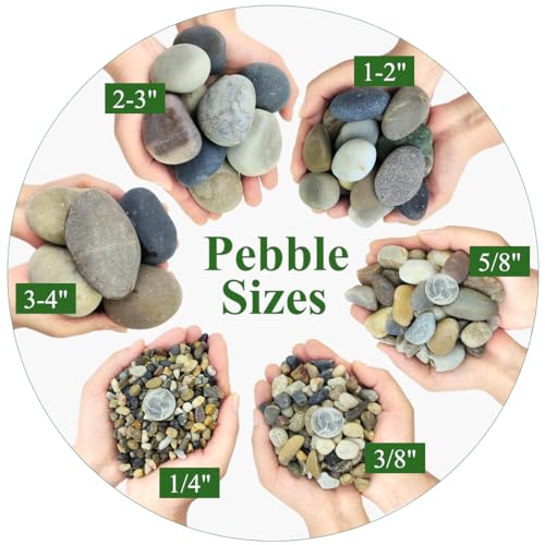 2lbs Natural River Rocks for Plants, 3/8" Aquarium Gravel | Decorative Polished Mixed Pebbles for Fish Tank, Gardening, Flower Pots, Vase Fillers, Indoor Water Fountains, Landscaping - size: 3/8 Inch