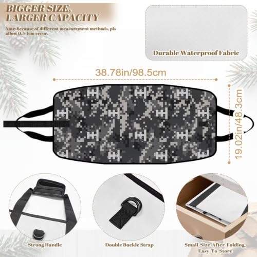 Skull Camo Print Log Tote Bag Firewood Hauling Carrier | Water Resistant Material, Open-Ended Design, Large Capacity, for Fireplace Owners, Hikers and Camping Fanatics - color: Gray Pixel Skull Digital Camo Print