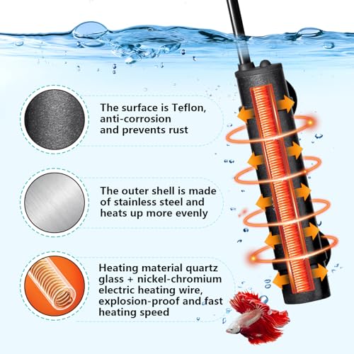 hygger Mini Submersible Aquarium Heater, Turtle and Betta Fish Tank Heater with Digital Display External Controller Freshwater