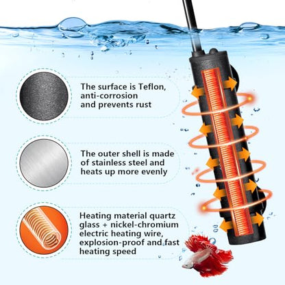 hygger Mini Submersible Aquarium Heater, Turtle and Betta Fish Tank Heater with Digital Display External Controller Freshwater