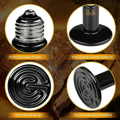 HealSmart Reptile Heat Lamp 150W 2-Pack Ceramic Heat Emitter, No Light Emitting Heat Bulbs for Amphibian Pet Brooder Coop Incubating Chicken, Lizard Bearded Dragon Turtle Snake Terrarium - size: 150 Watts, style: D-85mm (3.35") *2 Pcs