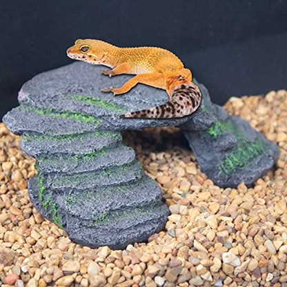 PENN-PLAX Reptology Shale Scape Step Ledge – Decorative Resin for Aquariums & Terrariums – Great for Reptiles, Amphibians, and Fish – Small - size: Small
