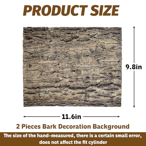 2PCS Cork Terrarium Background 9.84x11.8in Natural Cork Large Bark Backdrop Reptile Climbing Mat Habitat Decor for Spider Lizard Chamelon Turtle Beared Dragon