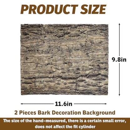 2PCS Cork Terrarium Background 9.84x11.8in Natural Cork Large Bark Backdrop Reptile Climbing Mat Habitat Decor for Spider Lizard Chamelon Turtle Beared Dragon