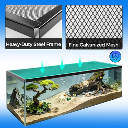 REPTI ZOO Terrarium Screen Cover with Cable Control for Reptile & Aquarium Tank, 36x18 inch Durable Steel Frame & Mesh Top for Reptile & Turtle & Fish Tank - size: 36x18 inch