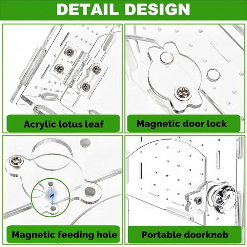 Tlence Jumping Spider Enclosure with Handle, Front Opening Acrylic Arboreal Terrarium with Magnetic Closure, Portable Micro Reptile Habitat for Tarantulas, Frogs, Gecko, Mantis