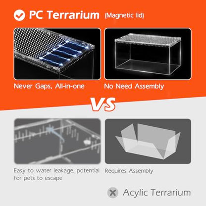 AZV Large and XLarge Reptile Terrarium Tank,Versatile Enclosure for Leopard Crested Gecko,Lizard Cage,Spider Starter Kit,Hermit Crab Habitat,Tarantula Cribs,Perfect Aquarium for Frogs,Insects