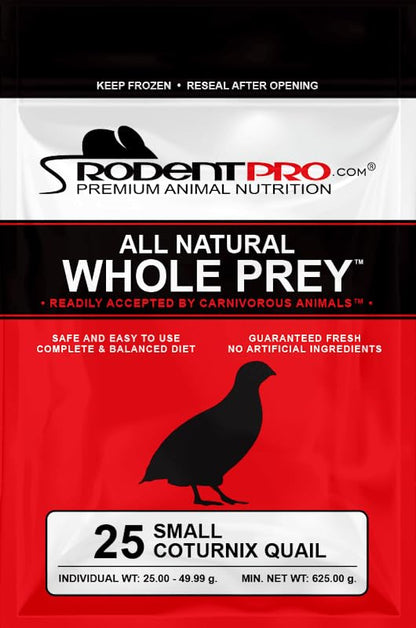 RodentPro Frozen Reptile Feeder Small Coturnix Quail (25 Count)