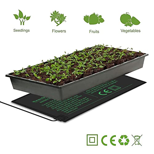 Seedling Heat Mat with Thermostat 40-108 Degrees Fahrenheit Warming Pad, Warm Hydroponic Heating Pad with Controller for Germination, 10" x 20.75" UL & MET-Certified - size: 10x20.75