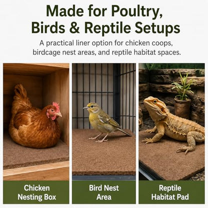 Natural Coconut Fiber Mat, Eco-Friendly Nesting Pad for Chicken Coop, Bird Cage and Reptile Habitat, Breathable & Moisture-Wicking Bedding Liner, Easy to Trim and Clean (15.7'' x 11'') - size: 15.7'' x 11''