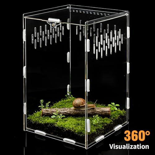 Jumping Spider Enclosure, 10x6x6 Inch Acrylic Reptile Enclosure with Front Door, Large Insect Terrarium Habitat for Jumping Spiders, Praying Mantis, Arboreal Tarantulas - size: 10" x 6" x 6"