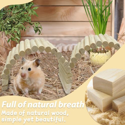 PIVBY 2PCS Wooden Hamster Ladder Bridge, Flexible Wood Tunnel Hide, Hamster Chew Toys for Small Animals Guinea Pig, Rat, Chinchilla, Gerbil, Mice, Mouse (Natural) - color: 2 PCS, Natural wood