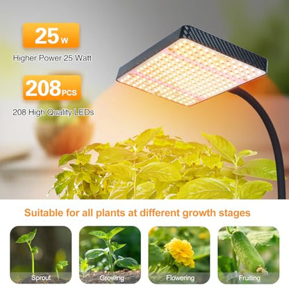 FECiDA Desk Grow Lights for Indoor Plants, Bonsai, Seed Starting, Seedlings | UV-IR In Full Spectrum, 25 Watt Power Draw, 16"-24" Height Adjustable, Simple Physical Switch, Plug and Play - size: TableTop-1Head-25W-OnOff