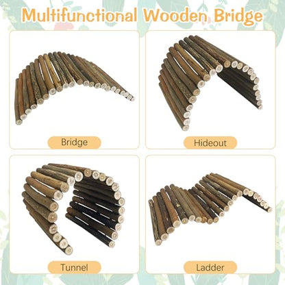BNOSDM Reptile Wood Hideout Bridge Flexible Hammock 3PCS Reptile Habitat Accessory Set Bearded Dragan Tank Accessaries for Lizard Turtle Hermit Crabs Ball Python Gecko