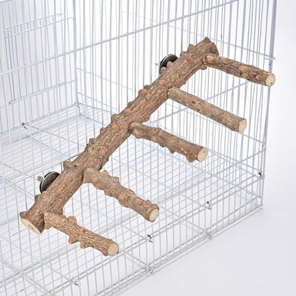 Bird Ladder Perch for Cage Natural Wood Bird Parrot Perch Stand Chewing Toy | Parrot Perch Bridge Climbing Cage Accessories for Small Medium Animal