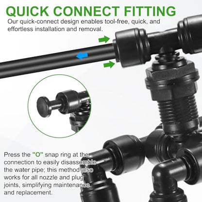 M METERXITY Reptile Mister Nozzles, 0.5mm Pore Copper 1/4" Four-Head Reptile Misting Spray Nozzle with filter Plug for Terrarium/Vivarium, 360 Degree Adjustable Nozzle [Black]