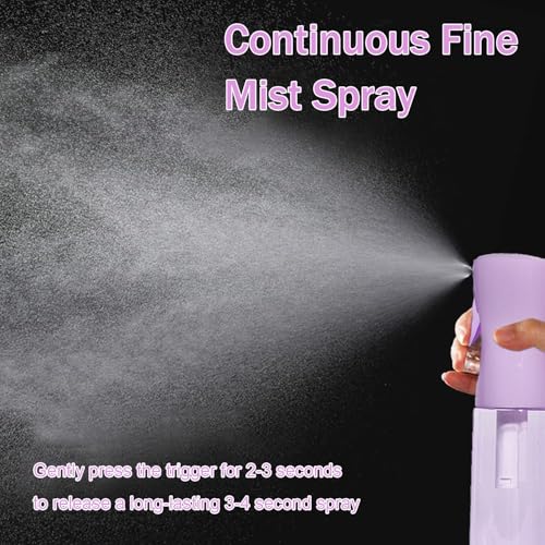 3 Pack Spray Bottles, 2-Pack Continuous Spray Bottles,Fine Water Mist Spray Bottles for Hair 6.8 OZ (200 ML) and 1oz 30ml Travel Spray Bottle Mister for Cleaning,Hairstyling,Plants,Barbers,Pets Purple - color: Purple