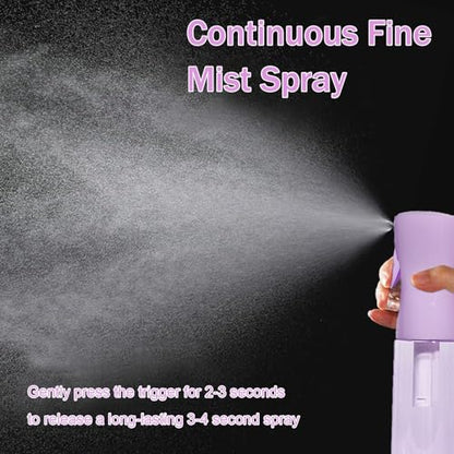 3 Pack Spray Bottles, 2-Pack Continuous Spray Bottles,Fine Water Mist Spray Bottles for Hair 6.8 OZ (200 ML) and 1oz 30ml Travel Spray Bottle Mister for Cleaning,Hairstyling,Plants,Barbers,Pets Purple - color: Purple