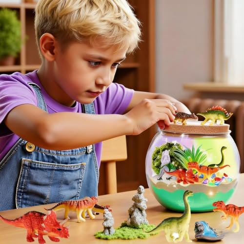 Hannstar Dinosaur Activities Toys-Dinosaur Terrarium Craft Kits for Boys, Birthday Gifts for Boys, Dino Arts and Crafts Kit for Kids - color: Dinosaur
