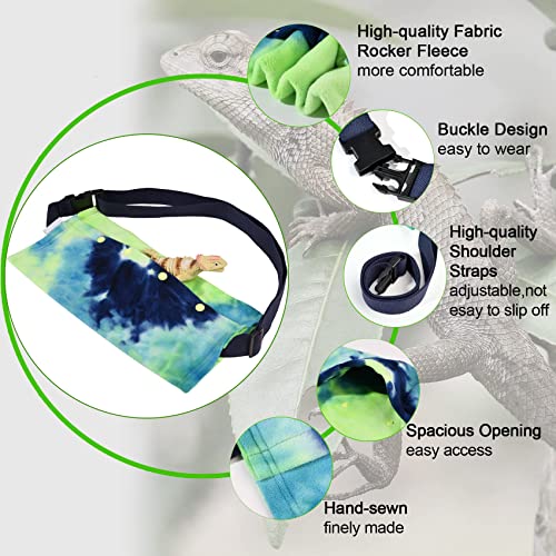 LIKZINWA Small Animal Sling Carrier, Bearded Dragon and Lizard Reptile Carrier With Adjustable Strap (Blue-Green) - color: Blue-Green