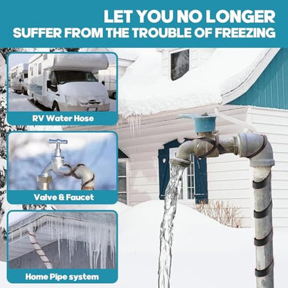 3FT-160FT Heat Tape for Water Pipes,Heating Cable for Pipe (6FT) | Freeze Protection,Water Pipe Insulation/Roof Snow De-Icing,Deicing Heating Cable - style: 6FT